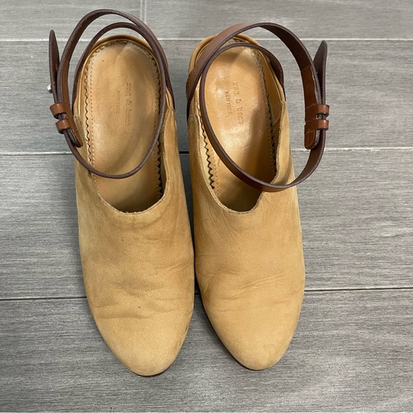 Rag & Bone Kenny Nubuck Ankle Strap Slide Camel 37 7 Boho Western Southwestern - Picture 9 of 16